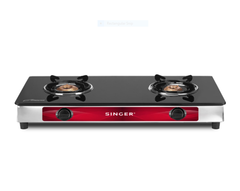 Singer Double Burner Glass Top Gas Cooker STT-2BGT